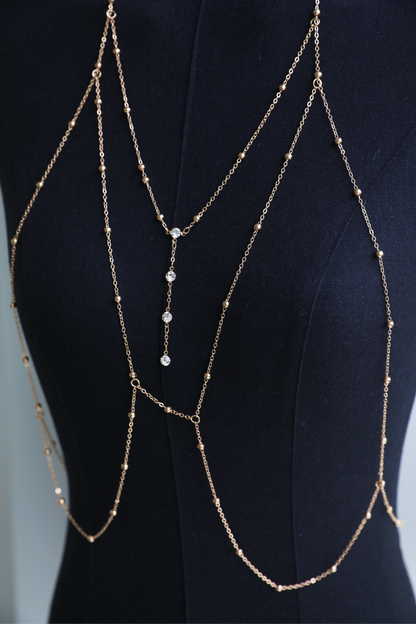 Dazzling Layered Body Chain with Crystals